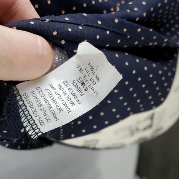 {Jella C} Cold Shoulder Going Out Top Polka Dot Navy - Picture 6 of 6